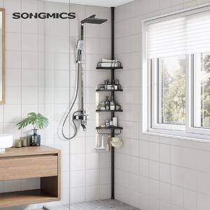 Szabadon álló sarokpolc, Songmics, fekete, 35x25x(85-305) cm