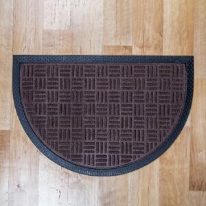 Gumis textil félkör lábtörlő 40x60 cm – Barna színben rácsos mintával