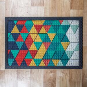 Festett gumis textil lábtörlő 40x60 cm – Háromszög mintával
