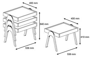 Egymásba rakható asztalka szett, 3 db, tölgy - DANTON