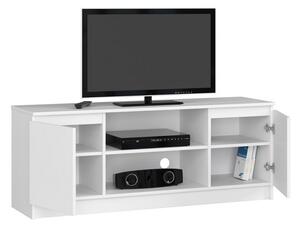 RUTH RTV K140 2D1P TV asztal, 140x55x40, fehér/magasfényű fekete