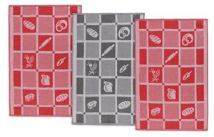 Patchwork konyharuha, pirosasszürke, 50 x 70 cm, 3 db-os szett