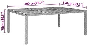 Szürke akácfa és polyrattan kerti asztal 200 x 150 x 75 cm