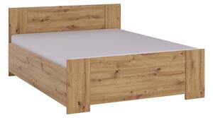 BONY francia ágy + ágyrács + hub matrac 14 cm, 160x200, tölgy arany