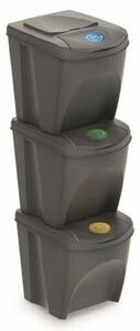 Sortibox Szelektív hulladékgyűjtő kosarak szürke, 25 l, 3 db IKWB20S3 405u