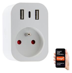 Immax Neo Immax NEO 07772L- Okos konnektor splitter 16A/230V + 2xUSB+1xUSB C Wi-Fi Tuya IM1164