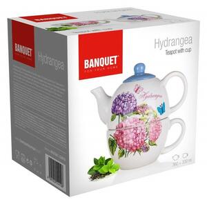 Banquet HYDRANGEA kerámia teáskanna csészével