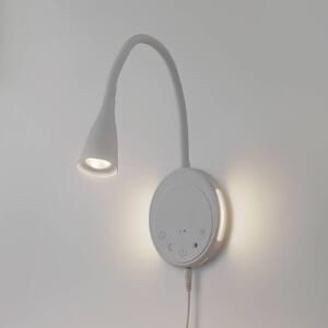Lindby LED olvasólámpa Zayna, fehér, műanyag, dimmelhető