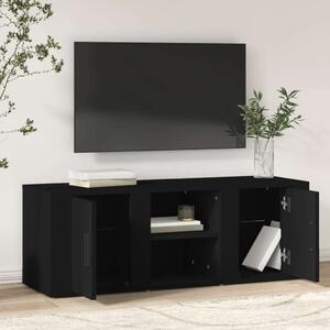 Fekete szerelt fa tv-szekrény 100x31,5x35 cm
