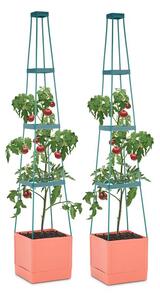 Waldbeck Tomato Tower, virágcserép paradicsomra, két darabos készlet, 25x150x25cm, rács a rögzítéshez, PP