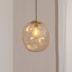 TK Lighting Sol üveg függőlámpa, Ø 35cm, fekete/borostyán színű, dimmelhető, Tiszta / átlátszó, Nappali / Étkező, Üveg, Modern