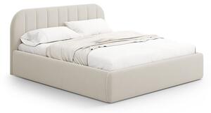 Bézs kárpitozott ágyneműtartós franciaágy ágyráccsal 140x200 cm Juno – Windsor & Co Sofas