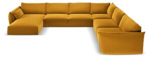 Mustársárga bársony sarokkanapé (jobb oldali-U alakú) Vanda – Mazzini Sofas