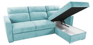 L-alakú kinyitható kanapé, ágyneműtartóval, menta - SHEFFIELD