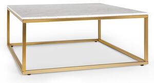 Besoa White Pearl II, dohányzóasztal, 81,5 x 35 x 81,5 cm (SZ x M x M), márvány, arany/fehér