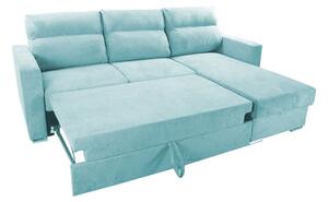 L-alakú kinyitható kanapé, ágyneműtartóval, menta - SHEFFIELD