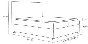 VIOLIN boxspring kárpitozott ágy + fedő, 120x200, gloss velvet 1206