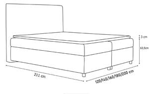 WOLF boxspring kárpitozott ágy + fedő, 140x200, casablanca 2313