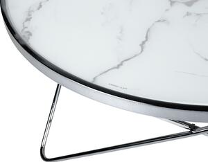 Fehér és ezüst márványhatású dohányzóasztal ⌀ 80 cm MERIDIAN II