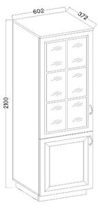 ALIENTO vitrines szekrény 60 2D, 60,2x210x37,2, kézműves tölgy/fehér