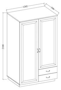 ALIENTO 2D2S szekrény, 120,2x210x59,6, kézműves tölgy/fehér