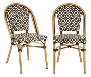 Blumfeldt Montbazin BL, bisztró szék, egymásra rakhatók, alumínium keret, polyrattan, fekete-krémszínű
