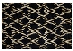 Elegáns Fekete Szőnyeg Geometrikus Arany Mintával 140 x 200 cm VEKSE