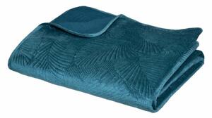 Levélmintás ágytakaró, 240x260 cm, olajkék - BAIKAL