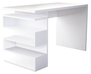 Modern íróasztal, polccal, fehér - FUNNY