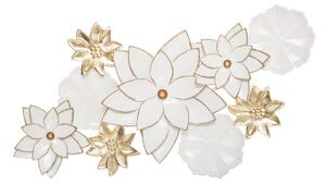 Fali dekoráció kompozíció, virágok, 80x42 cm, fehér-arany - PAQUERETTES