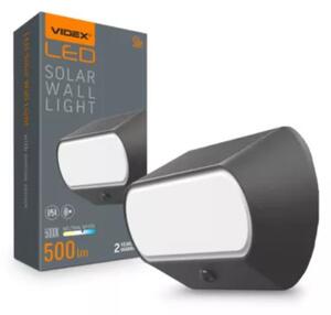 LED lámpa , napelemes fali lámpa , mozgásérzékelős , természetes fehér ,fekete , IP54 , VIDEX 