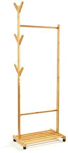 Blumfeldt Fogas polccal, ruhaállvány, 57,5 x 173 cm, aszimmetrikus kivitelezés, bambusz