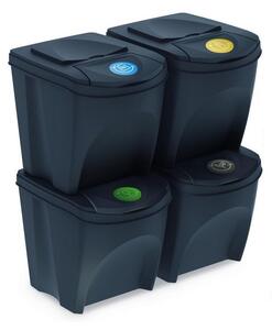 Sortibox Szelektív hulladékgyűjtő kosara 25 l, 4 db, antracit IKWB20S4 S433