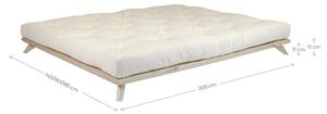 Senza Comfort Mat Natural Clear/Natural borovi fenyőfa franciaágy matraccal, 140 x 200 cm - Karup Design