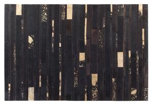 Fekete bőr szőnyeg - barna - arany - 140x200 cm - ARTVIN