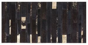 Fekete bőr szőnyeg - barna - arany - 80x150 cm - ARTVIN