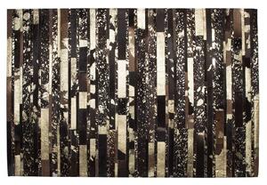 Fekete bőr szőnyeg - barna - arany - 160x230 cm - ARTVIN