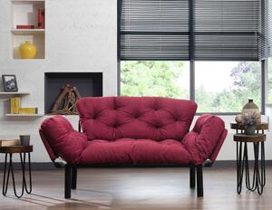 2 személyes karfás kanapé, tűzött, piros - CABANE