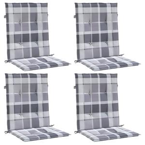 VidaXL 4 db szürke kockás oxford szövet háttámlás székpárna 100x50x3cm