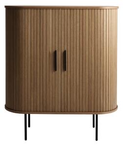 Barna bortartó szekrény tolóajtóval, tölgyfa dekorral 100x118x40 cm Nola – Unique Furniture