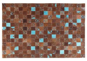 Szőnyeg - barna-kék - foltozott - bőr szőnyeg - rövid szőrű - 140x200 cm - ALIAGA