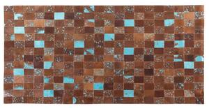 Szőnyeg - barna-kék - foltozott - bőr szőnyeg - rövid szőrű - 80x150 cm - ALIAGA