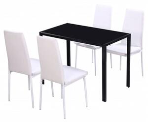 5 darabos étkező asztal szett fekete és fehér