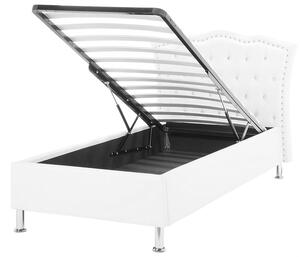 Fehér műbőr ágyneműtartós ágy 90 x 200 cm METZ