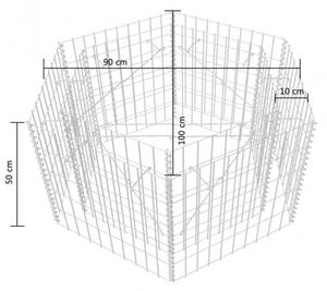 Hatszögletű gabion magaságyás 100 x 90 x 50 cm