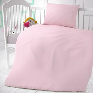 Pamut ágynemű kiságyba, rózsaszín, 90 x 135 cm, 45 x 60 cm