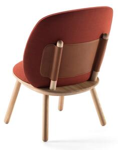 Naïve konyak barna fotel kőrisfa konstrukcióval és bőr részletekkel - EMKO