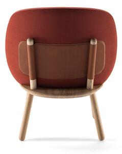 Naïve konyak barna fotel kőrisfa konstrukcióval és bőr részletekkel - EMKO