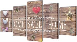 Nyomtatott vászon falikép szett Home Sweet Home dizájn 100 x 50 cm