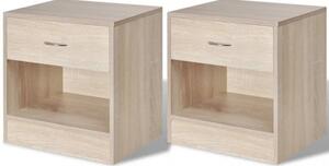 242546 Nightstand 2 pcs with Drawer Oak Colour